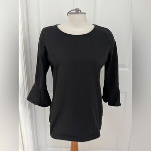 Segments cotton Black 3/4 flared Sleeve Top size large